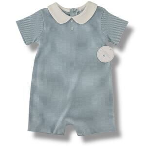 Edgehill Collection Peter Pan Collar Soft Cotton Romper Baby Boys Sz 3 Mos
